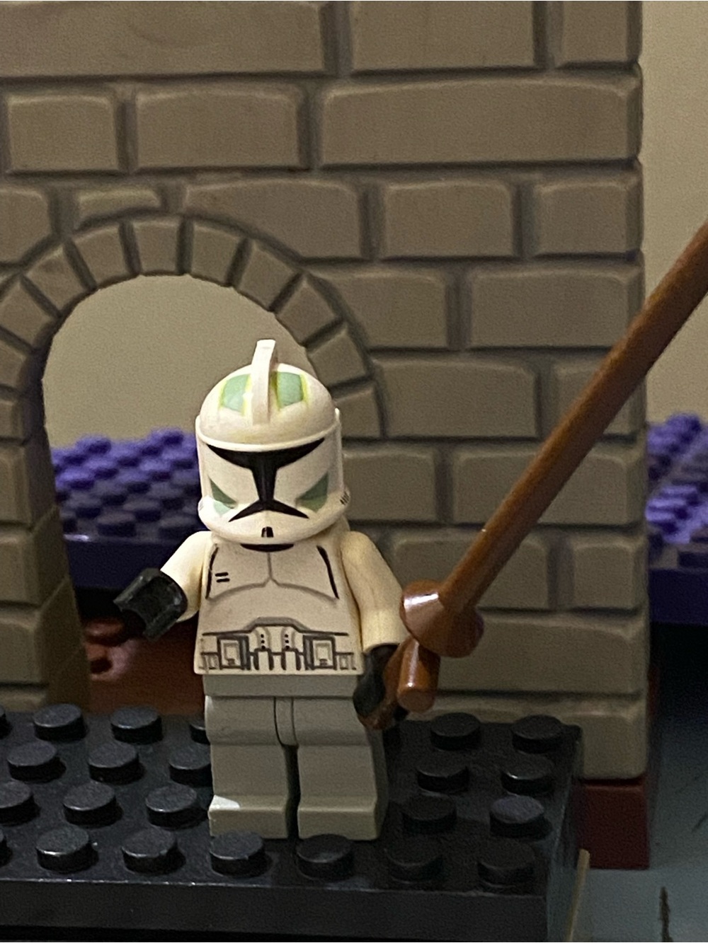 Lego White Star Wars Clone Trooper Minifigure with Green Accents